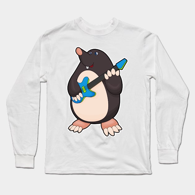 Mole at Music with Guitar Long Sleeve T-Shirt by Markus Schnabel